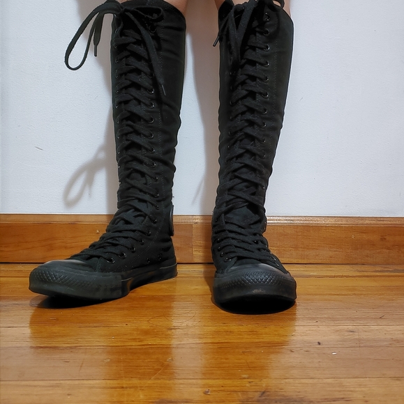 converse lace up knee high boots